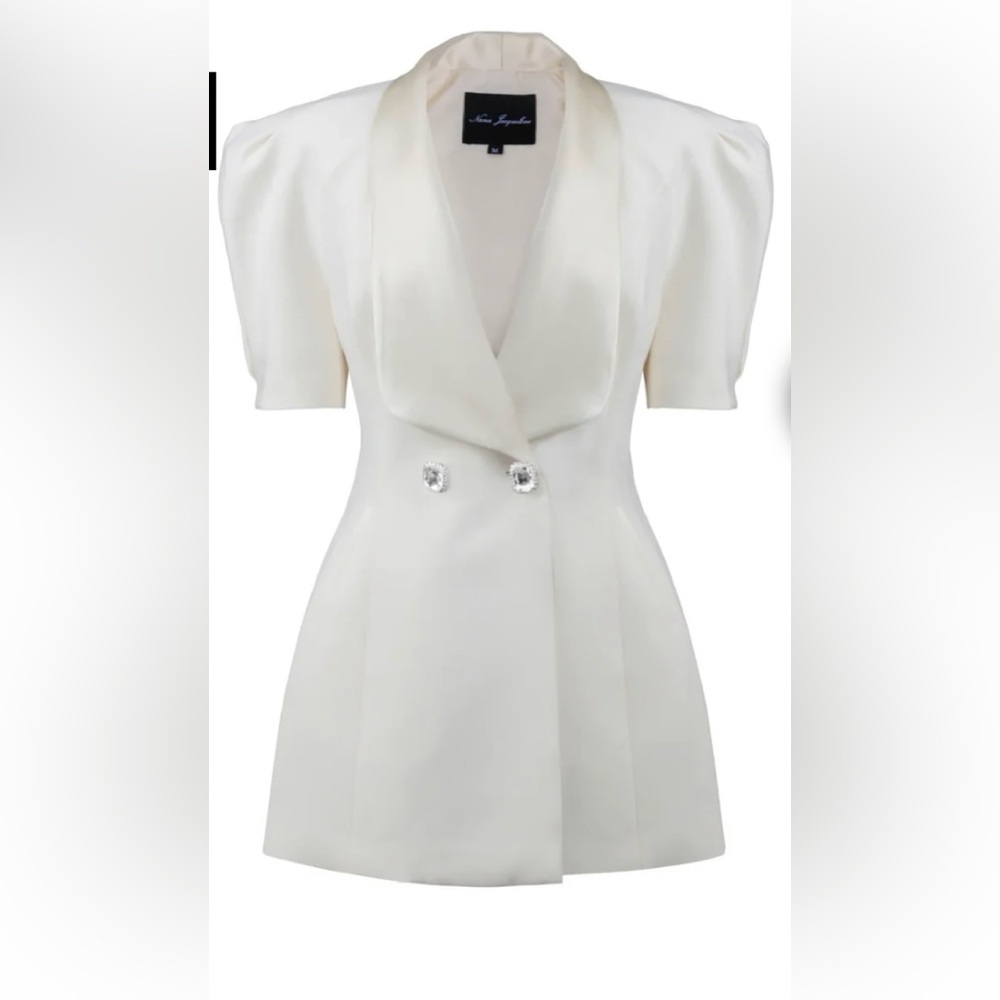 Nana Jacqueline Alia Dress - Cream Short Sleeve Dress with Crystal Details